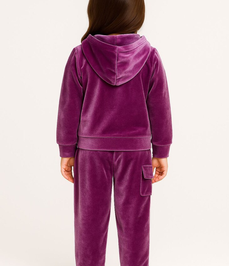 fernandaramoskids com br Conjunto Infantil Veludo Blusa Manga Longa e Calça Roxo 1