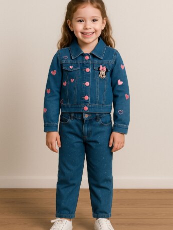 Jaqueta Infantil Feminina Jeans com Botões Rosa fernanda ramos stores