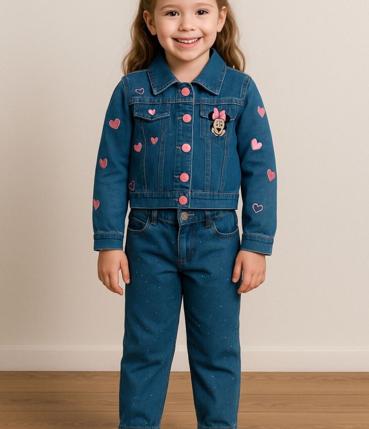 Jaqueta Infantil Feminina Jeans com Botões Rosa fernanda ramos stores