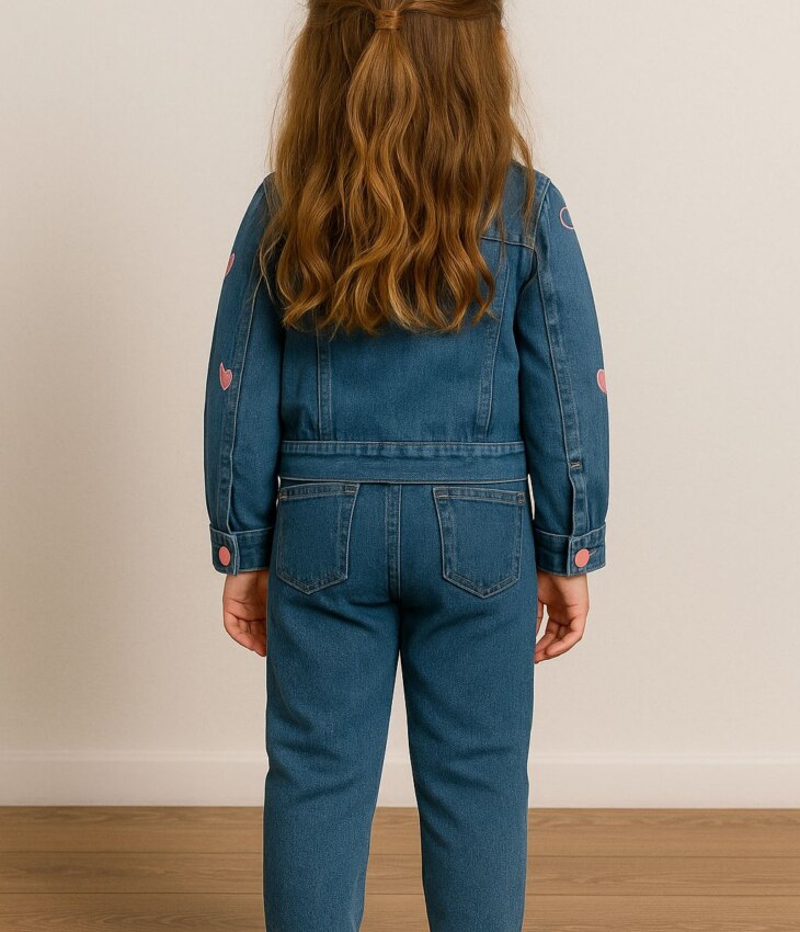 Jaqueta Infantil Feminina Jeans com Botões Rosa 1 fernanda ramos kids