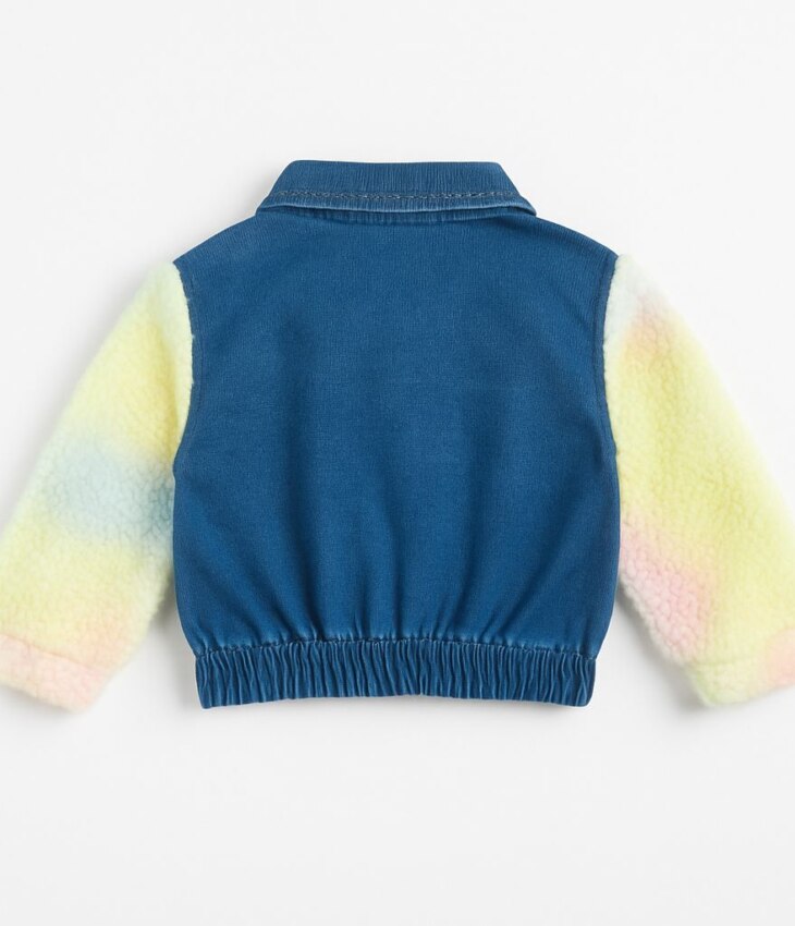 Jaqueta Infantil Feminina Jeans Manga Teddy Aquarela Fernanda Ramos Kids