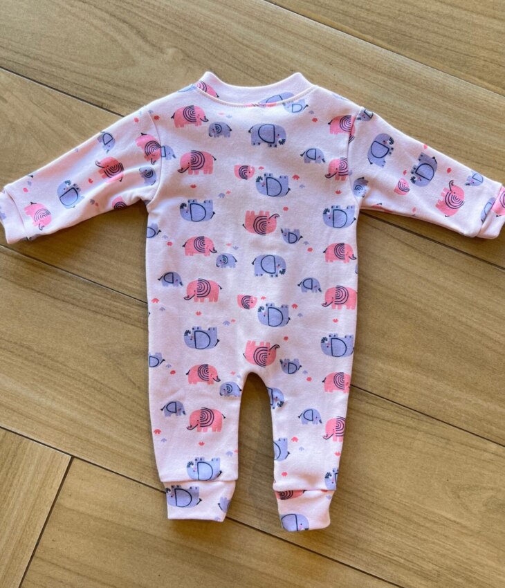 Macacão Infantil Feminino com Zíper Lateral Estampado Rosa Fernanda Ramos Kids