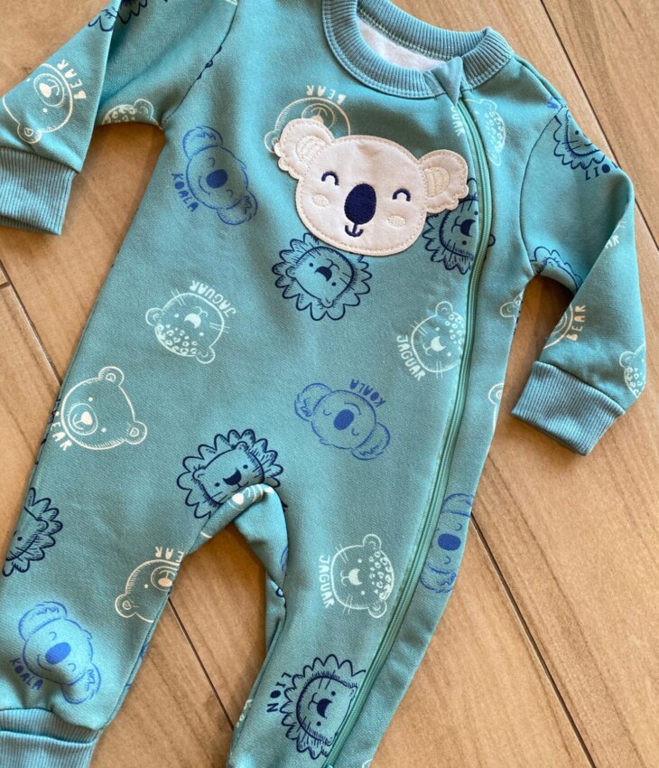 fernandaramoskids com br Macacão Infantil Masculino Moletom Estampado Lion Verde1
