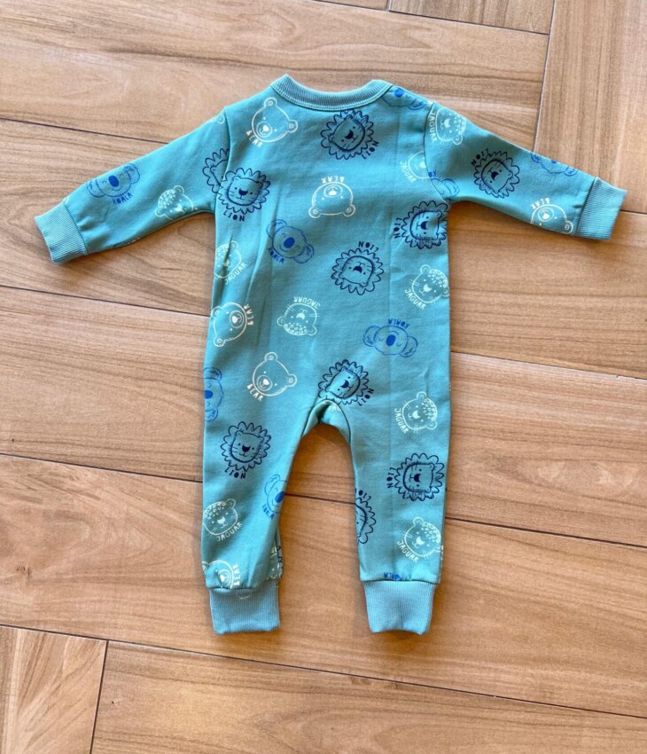 fernandaramoskids com br Macacão Infantil Masculino Moletom Estampado Lion Verde2