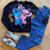Moletom Infantil Feminino Estampado Preto Fernanda Ramos Kids