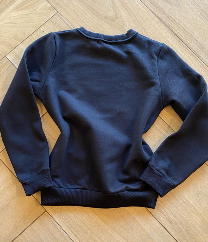 Moletom Infantil Feminino Estampado Preto Fernanda Ramos Kids