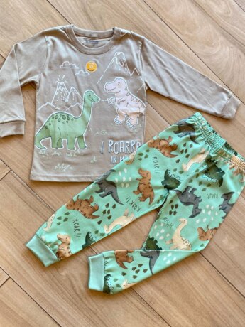 Pijama Infantil Masculino Blusa Manga Longa e Calça Dinossauros Fernanda Ramos Kids