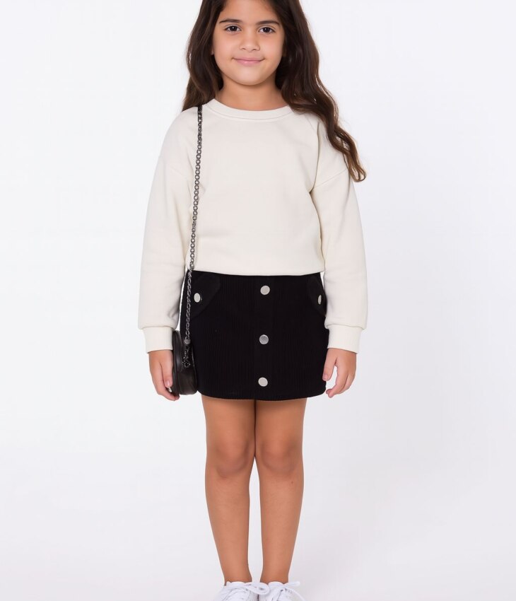 fernandaramoskids com br Short Saia Infantil Feminino Cotelê com Botões Preto1