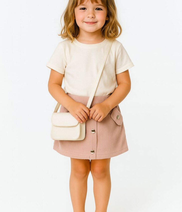 fernandaramoskids com br Short Saia Infantil Feminino Cotelê com Botões Rose1