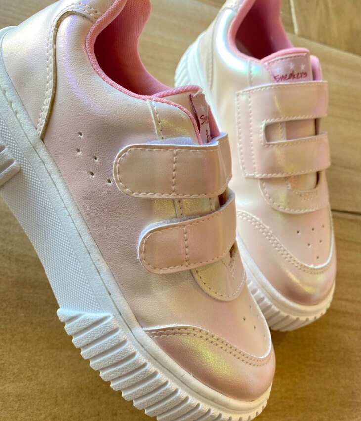 Tênis Infantil Feminino Duas Tiras com Detalhes Rosa Ballet Fernanda Ramos Kids