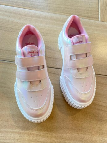 Tênis Infantil Feminino Duas Tiras com Detalhes Rosa Ballet Fernanda Ramos Kids