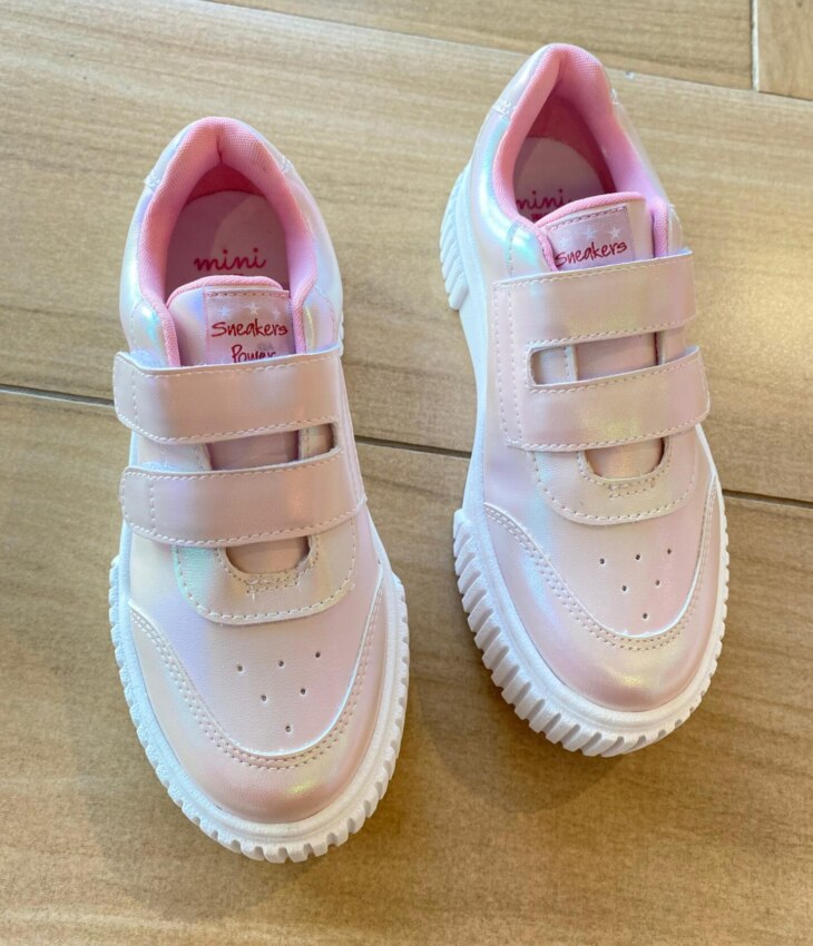 Tênis Infantil Feminino Duas Tiras com Detalhes Rosa Ballet Fernanda Ramos Kids