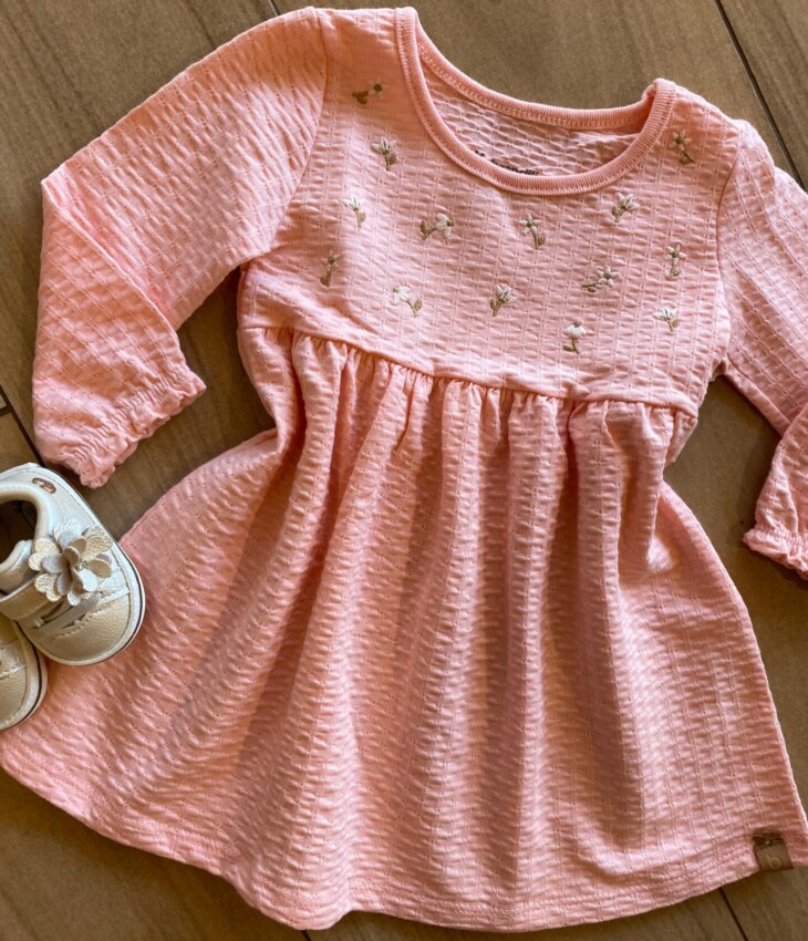 fernandaramoskids com br Vestido Infantil Feminino Manga Longa Bordado Florzinhas Rosa1