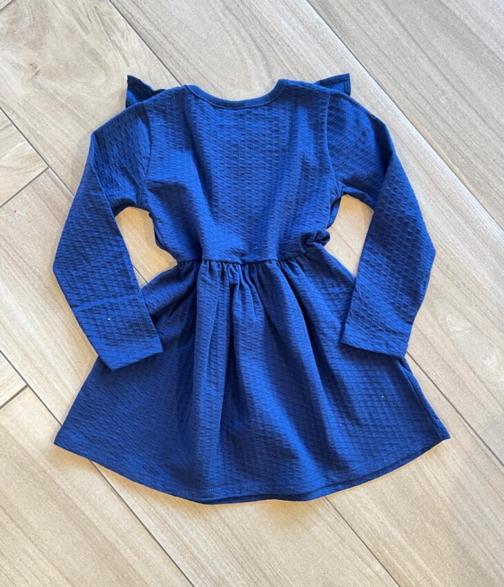 fernandaramoskids com br Vestido Infantil Feminino Manga Longa com Babado Azul Marinho2