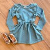 Vestido Infantil Feminino Manga Longa com Babado Verde Fernanda Ramos Kids
