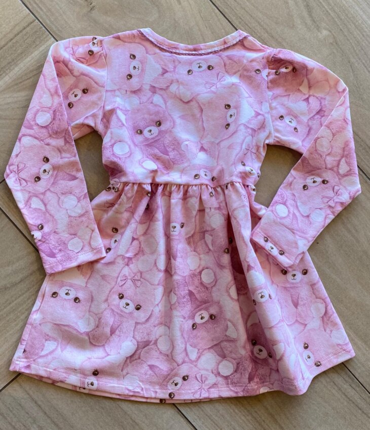 fernandaramoskids com br Vestido Infantil Feminino Manga Longa Estampa Ursinho Rosa2