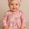 Vestido Infantil Feminino Manga Longa Estampa Ursinho Rosa Fernanda Ramos Kids