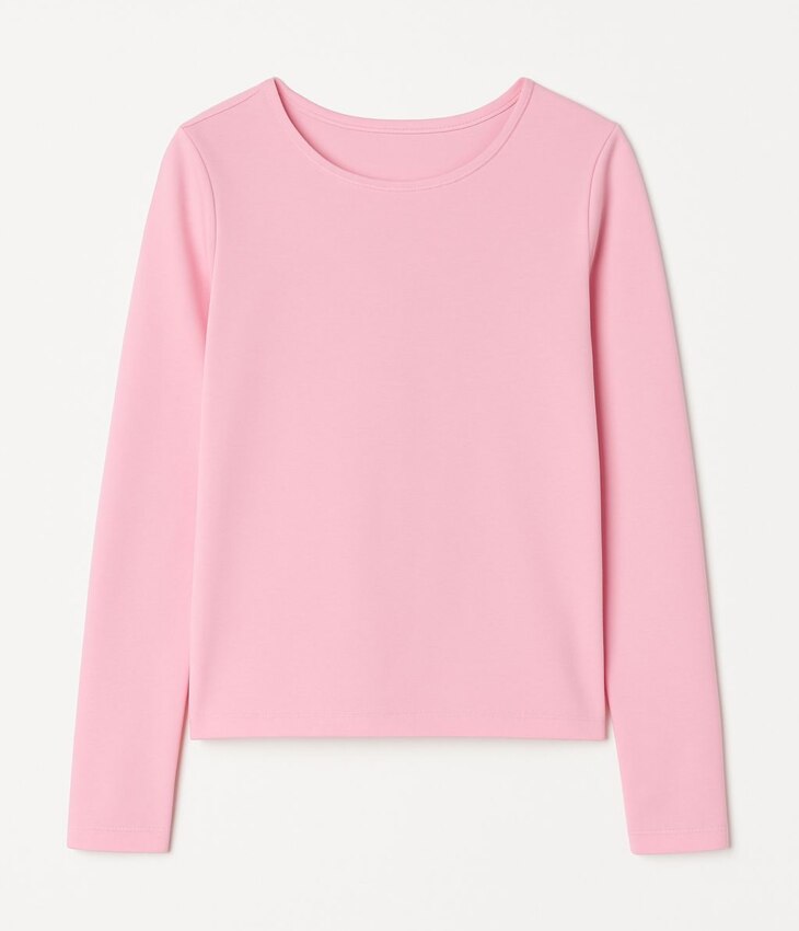 Blusa Manga Longa Infantil Feminina Térmica Básica Rosa Bebê Fernanda Ramos Kids