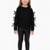 Blusa Manga Longa Laço Infantil Feminina Preta Fernanda Ramos Kids