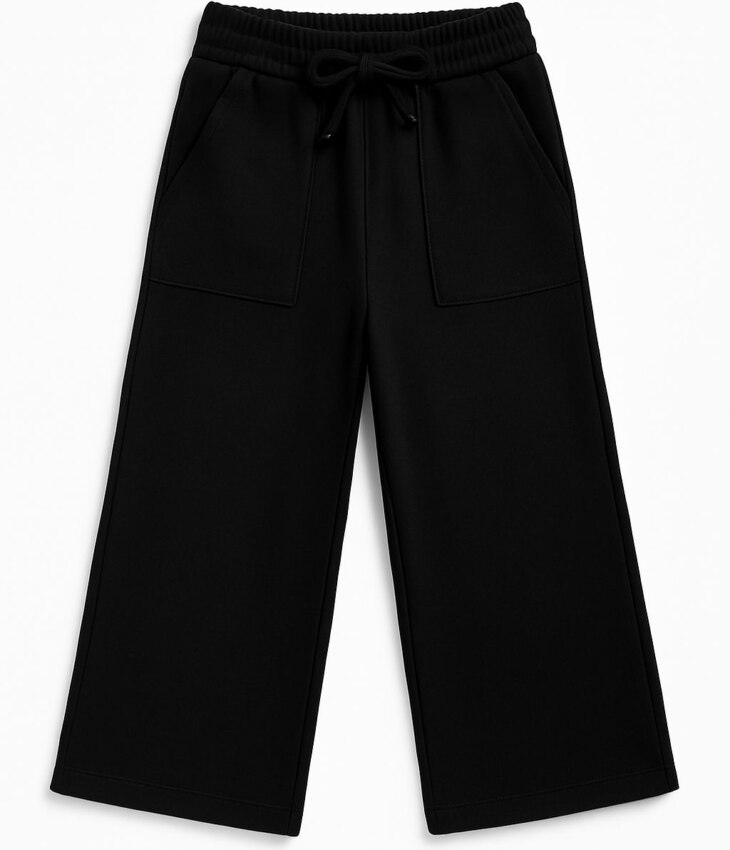 Calça Infantil Feminina Moletom com Elástico e Bolso Preto Fernanda Ramos Kids