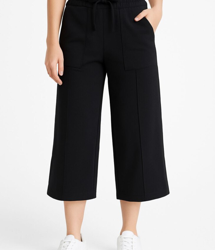 Calça Infantil Feminina Moletom com Elástico e Detalhe Friso Preto Fernanda Ramos Kids