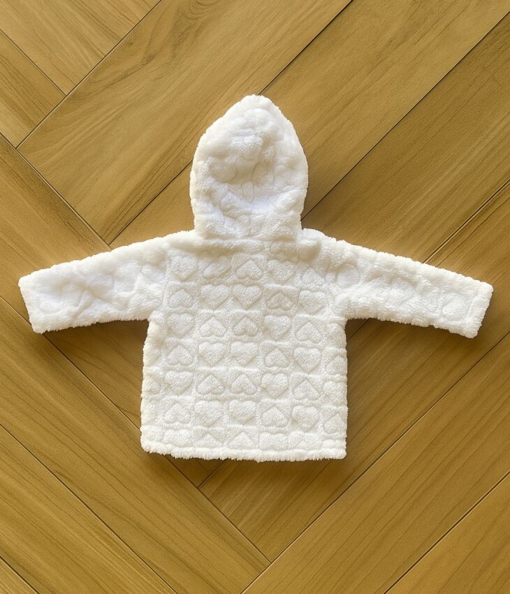 fernandaramoskids com br Jaqueta Infantil Feminina Peluciada com Capuz e Zíper Branco2