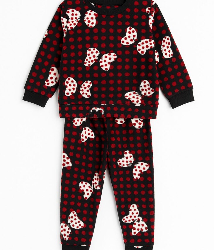 Pijama Infantil Feminino Blusa Manga Longa e Calça Bolinas Preta Fernanda Ramos Kids