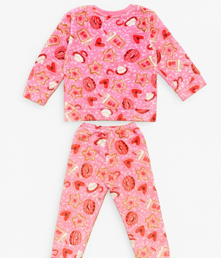 Pijama Infantil Feminino Blusa Manga Longa e Calça Donuts Rosa Fernanda Ramos Kids