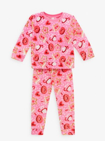 Pijama Infantil Feminino Blusa Manga Longa e Calça Donuts Rosa Fernanda Ramos Kids