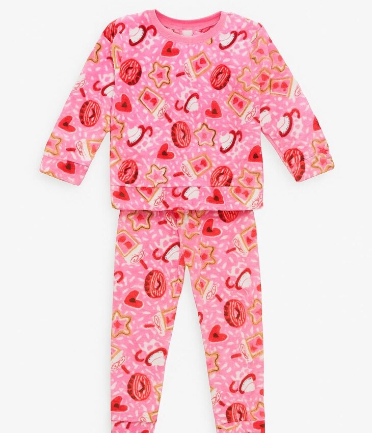 Pijama Infantil Feminino Blusa Manga Longa e Calça Donuts Rosa Fernanda Ramos Kids