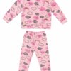 Pijama Infantil Feminino Blusa Manga Longa e Calça Nuvens Rosa Fernanda Ramos Kids