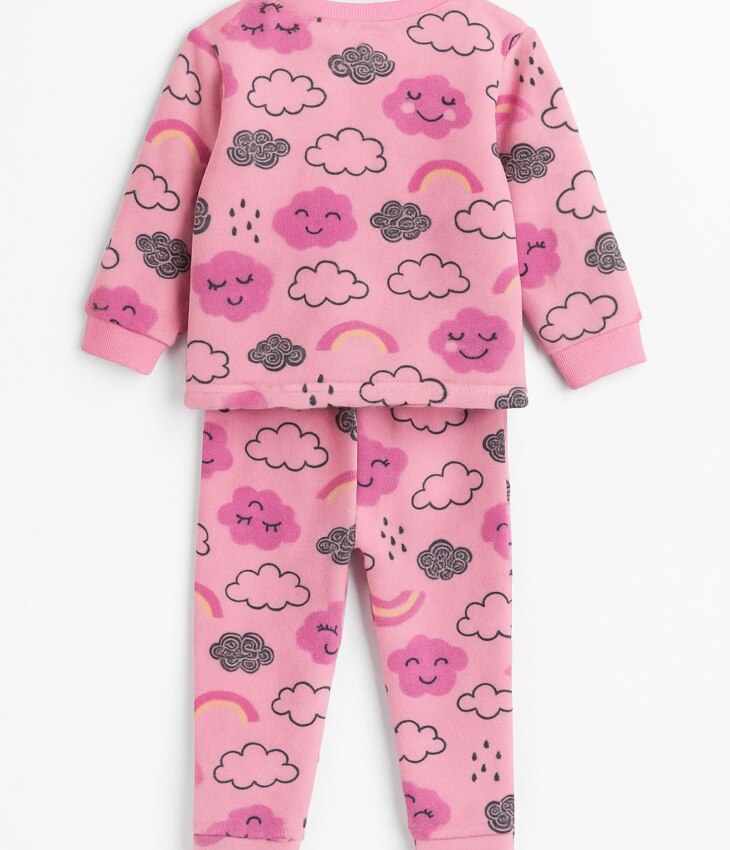 Pijama Infantil Feminino Blusa Manga Longa e Calça Nuvens Rosa Fernanda Ramos Kids