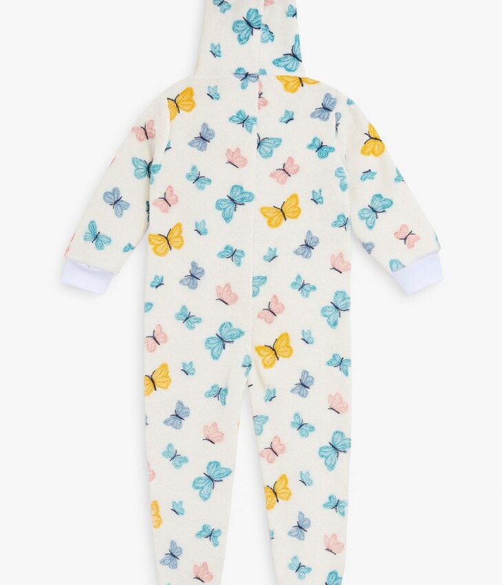 Pijama Macacão Infantil Feminino Peluciado Borboletas Off White Fernanda Ramos Kids