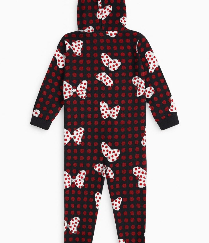 Pijama Macacão Infantil Feminino Peluciado com Bolinhas Preto Fernanda Ramos Kids