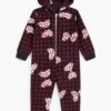 Pijama Macacão Infantil Feminino Peluciado com Bolinhas Preto Fernanda Ramos Kids