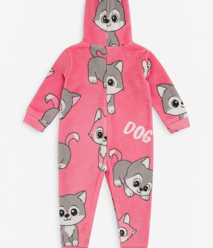 Pijama Macacão Infantil Feminino Peluciado Gatinhos Rosa Fernanda Ramos Kids