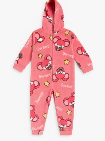 Pijama Macacão Infantil Feminino Peluciado Sweet Rosa Fernanda Ramos Kids