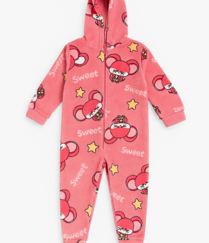 Pijama Macacão Infantil Feminino Peluciado Sweet Rosa Fernanda Ramos Kids