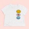 Blusa Cropped Infantil Feminino Abertura em laço Lateral Branco Fernanda Ramos Kids