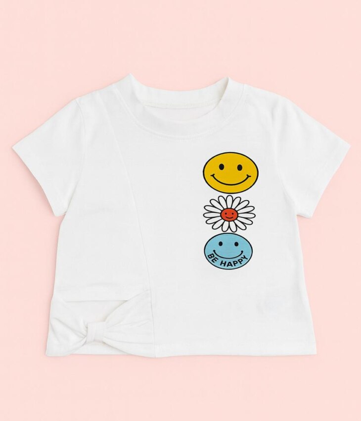 Blusa Cropped Infantil Feminino Abertura em laço Lateral Branco Fernanda Ramos Kids