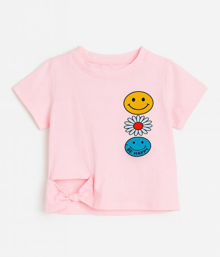 Blusa Cropped Infantil Feminino Abertura em laço Lateral Rosa Fernanda Ramos Kids