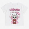 Blusa Infantil Feminina Manga Curta Estampa Bonequinho Off White Fernanda Ramos Kids