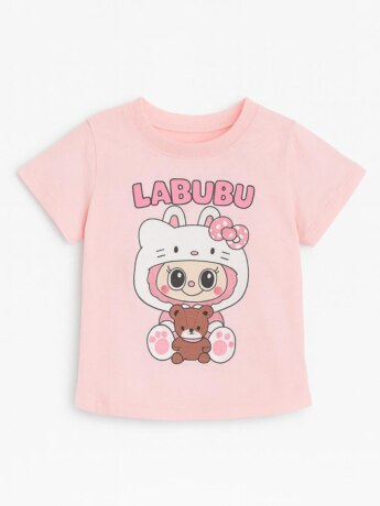 Blusa Infantil Feminina Manga Curta Estampa Bonequinho Rosa Fernanda Ramos Kids