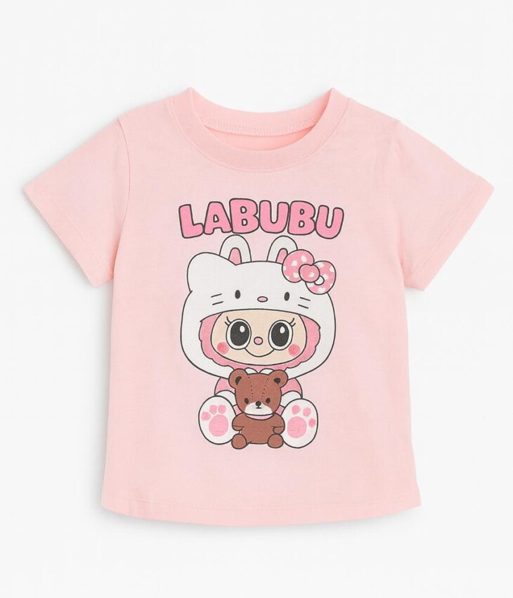 Blusa Infantil Feminina Manga Curta Estampa Bonequinho Rosa Fernanda Ramos Kids