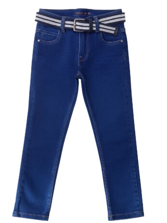 Calça Masculina Infantil Jeans Escuro Skinny com Cinto Fernanda Ramos Kids
