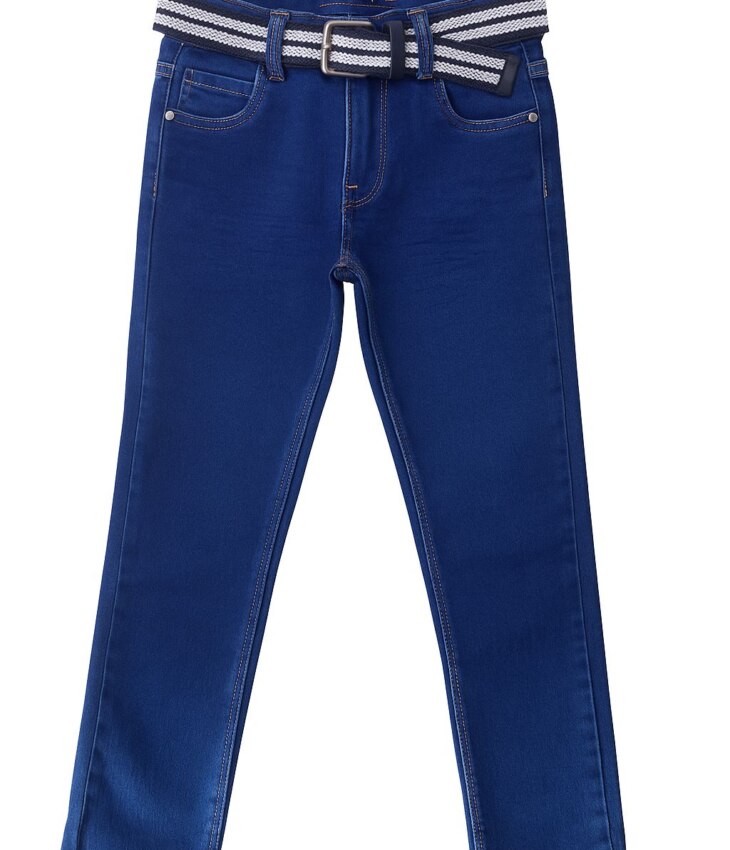 Calça Masculina Infantil Jeans Escuro Skinny com Cinto Fernanda Ramos Kids
