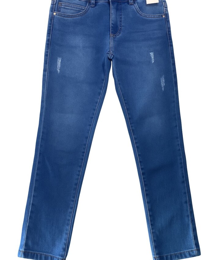 Calça Masculina Infantil Jeans Skinny com Detalhe Destroyd Fernanda Ramos Kids