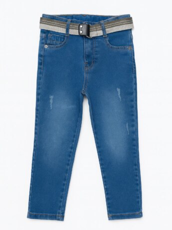 Calça Masculina Infantil Jeans Skinny com Cinto Fernanda Ramos Kids