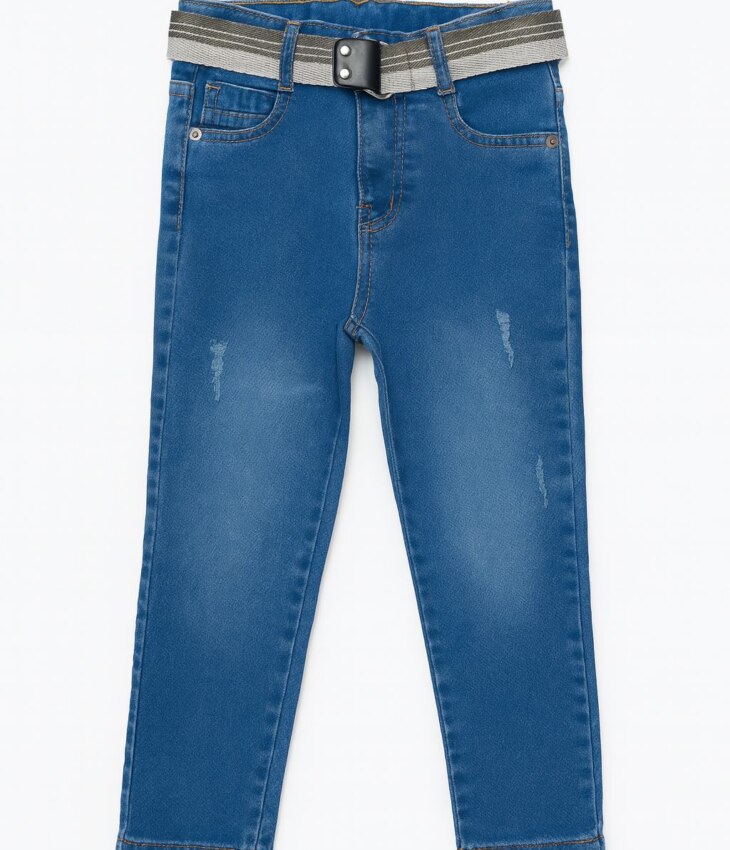 Calça Masculina Infantil Jeans Skinny com Cinto Fernanda Ramos Kids