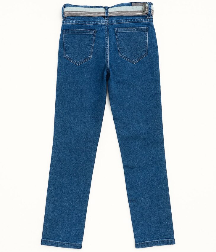 Calça Masculina Infantil Jeans Super Skinny com Cinto Estampado Fernanda Ramos Kids